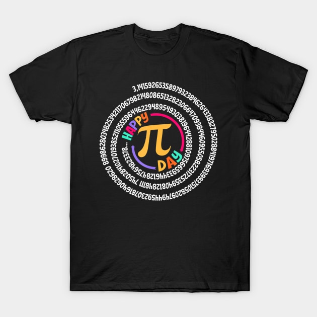 Happy Pi Day 3.14 Mathematic Math Teacher Spiral Pi Day T-Shirt by hony.white